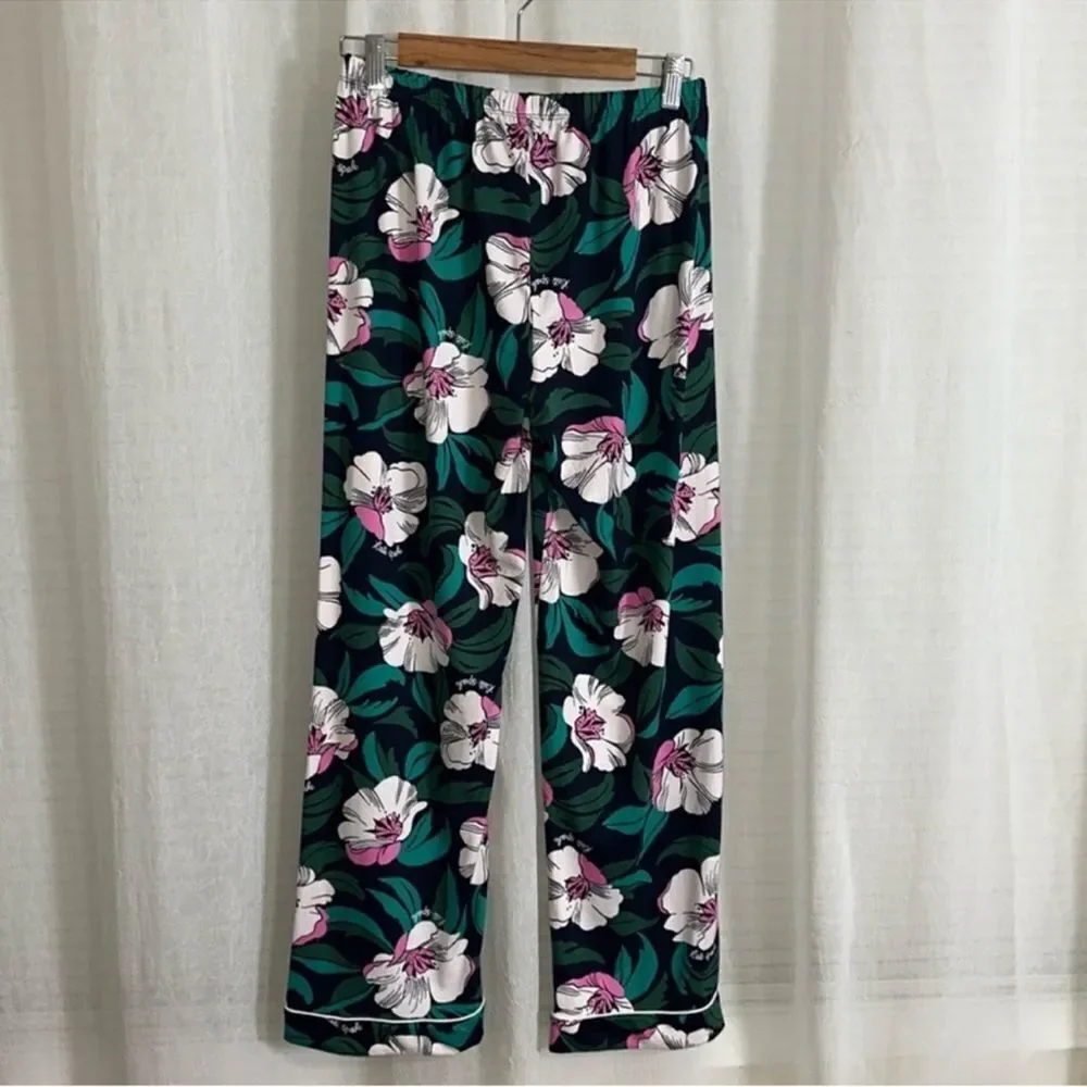 kate spade S Navy Pink White Black Floral Blossom Cozy PJ Short Sleeve & Pants